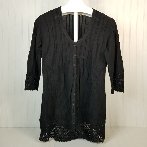 Soft Surroundings Tops - Soft Surroundings Gauzy‎ Grenada Crochet Tunic Black Medium